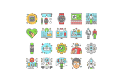 tech enthusiast geek nerd man icons set vector Product Image 1