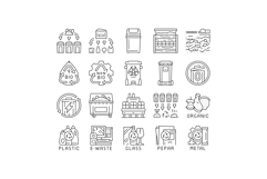 waste sorting garbage plastic icons set vector Product Image 1