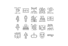 cyberpunk digital city future icons set vector Product Image 1