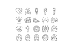 emo punk rock tattoo cute icons set vector Product Image 1