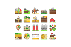 farmer farm agriculture field man icons set vector Product Image 1