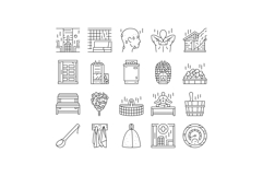sauna bath spa relax steam room icons set vector Product Image 1