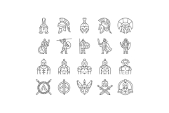 spartan warrior helmet roman icons set vector Product Image 1
