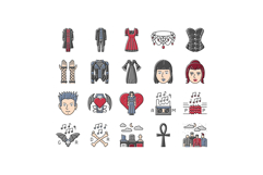 goth subculture punk gothic y2k icons set vector Product Image 1