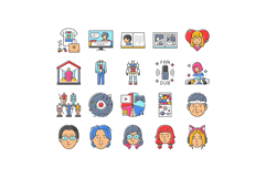 otaku anime manga eyes icons set vector Product Image 1