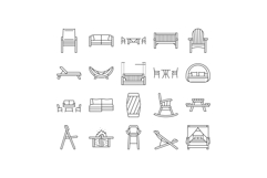 outdoor furniture patio garden icons set vector Product Image 1