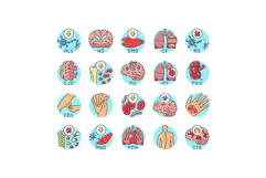 incurable disease doctor patient icons set vector Product Image 1