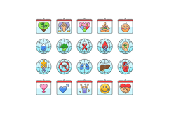 international day holidays icons set vector Product Image 1
