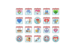 international holiday day icons set vector Product Image 1
