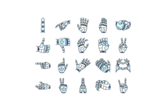 robot hand gesture ai digital icons set vector Product Image 1