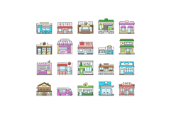 street cafe food burger festival icons set vector Product Image 1