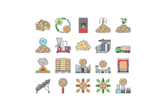 wood pellets timber plywood icons set vector Product Image 1