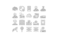 wood pellets timber plywood icons set vector Product Image 1