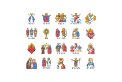 catholic holidays church easter icons set vector Product Image 1