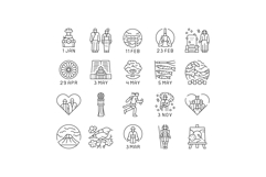 japanese holidays national asia icons set vector Product Image 1