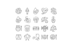 obesity overweight fat obese icons set vector Product Image 1