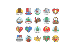 usa holiday american national day icons set vector Product Image 1