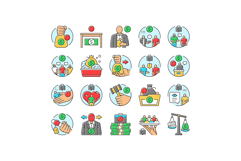 corruption money business cash icons set vector Product Image 1