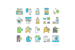 dry cleaning laundry wash service icons set vector Product Image 1