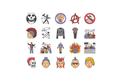 punk retro element hand art icons set vector Product Image 1