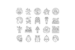 punk retro element hand art icons set vector Product Image 1