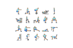 fitness exercises leg icons set vector Product Image 1