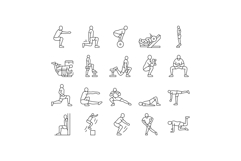 fitness exercises leg icons set vector Product Image 1