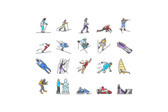 winter sport ski snow jump icons set vector Product Image 1