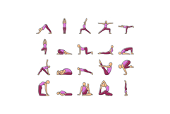 yoga exercises sport health icons set vector Product Image 1