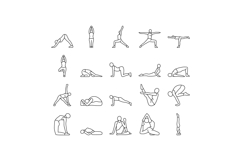 yoga exercises sport health icons set vector Product Image 1