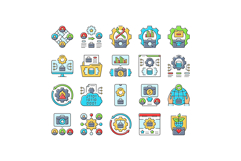 business process optimization icons set vector Product Image 1