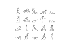 pregnant fitness icons set vector Product Image 1