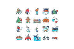 winter spend time icons set vector Product Image 1