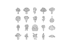 bouquet flower wedding gift icons set vector Product Image 1