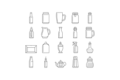 glass packaging bottle product icons set vector Product Image 1