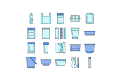 plastic packaging food container icons set vector Product Image 1