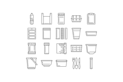 plastic packaging food container icons set vector Product Image 1