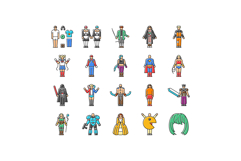 cosplay comic movie anime icons set vector Product Image 1