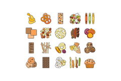 snack food drink sweet icons set vector Product Image 1