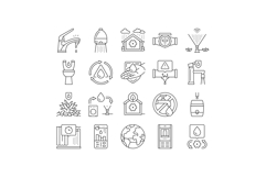 water saving world drop planet icons set vector Product Image 1