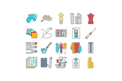 dressmaking fashion sewing style icons set vector Product Image 1