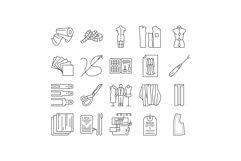 dressmaking fashion sewing style icons set vector Product Image 1