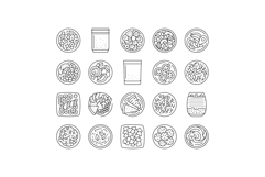raw foodism food organic icons set vector Product Image 1