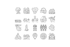 wildfire blaze firestorm burn icons set vector Product Image 1
