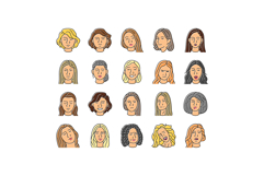 facial expression female smile icons set vector Product Image 1