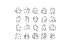 facial expression female smile icons set vector Product Image 1