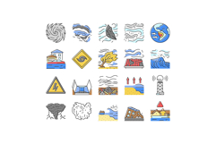 hurricane cyclone storm wind icons set vector Product Image 1