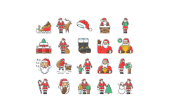 santa claus christmas reindeer icons set vector Product Image 1