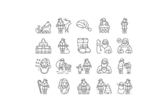 santa claus christmas reindeer icons set vector Product Image 1