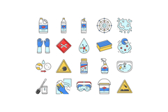 bleach disinfect clean germicide icons set vector Product Image 1